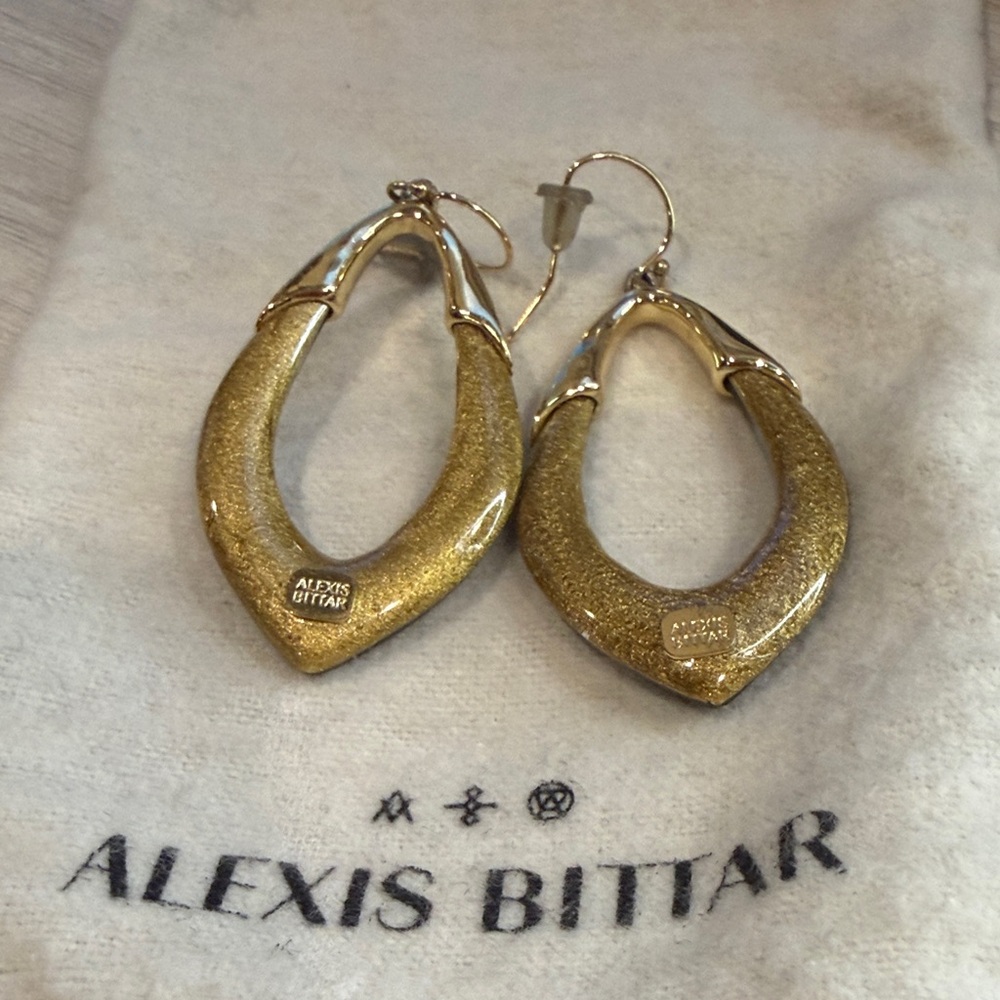 Alexis Bittar Black and Gold Teardrop Earrings - Picture 2 of 3